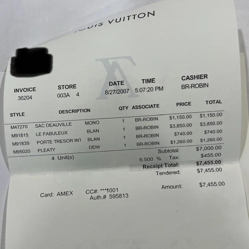 Louis Vuitton Wallet matching wallet with receipt